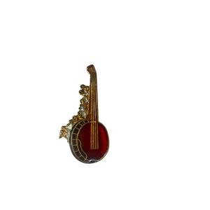Vintage Red and Gold Banjo pin